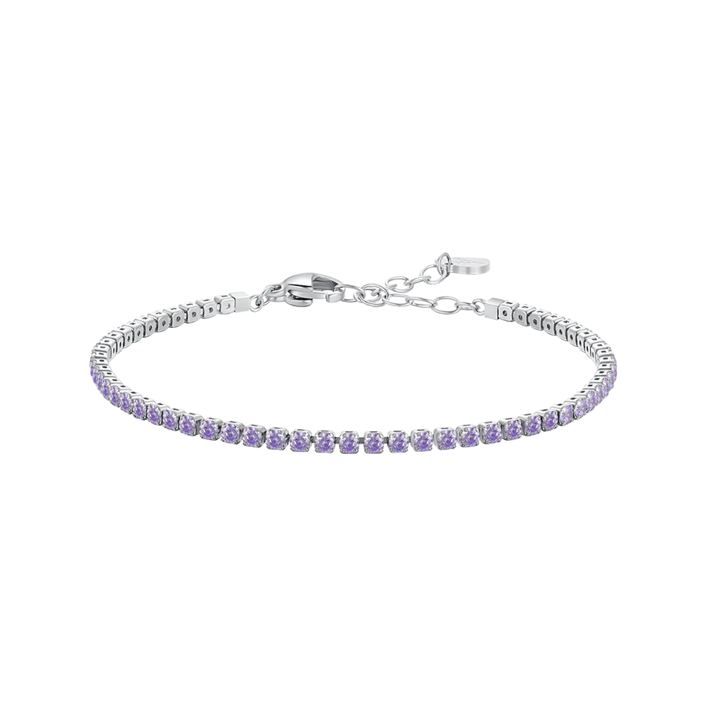 BRACCIALE BAMBINA TENNIS IN ACCIAIO CON ZIRCONI VIOLA