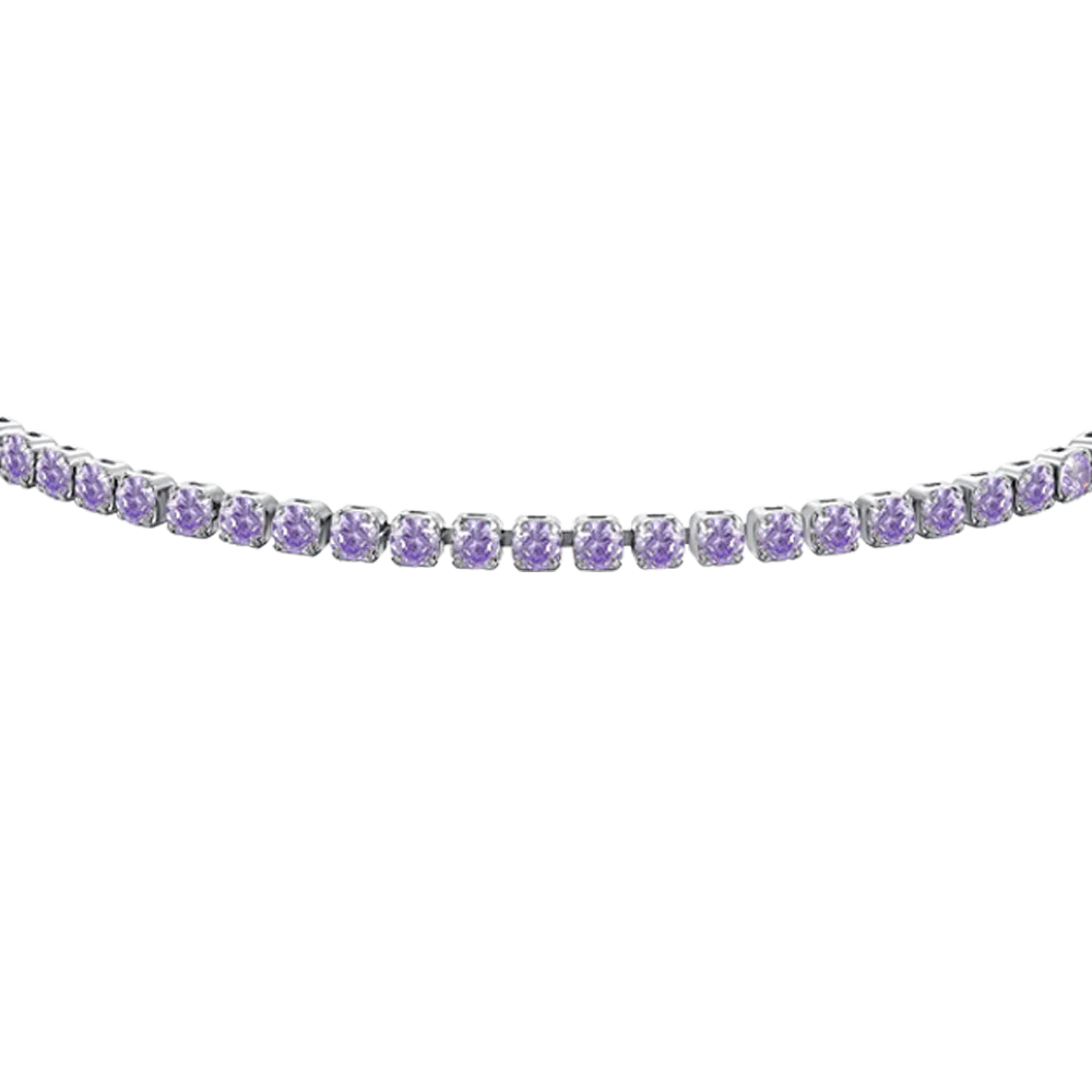 BRACCIALE BAMBINA TENNIS IN ACCIAIO CON ZIRCONI VIOLA - Image 2