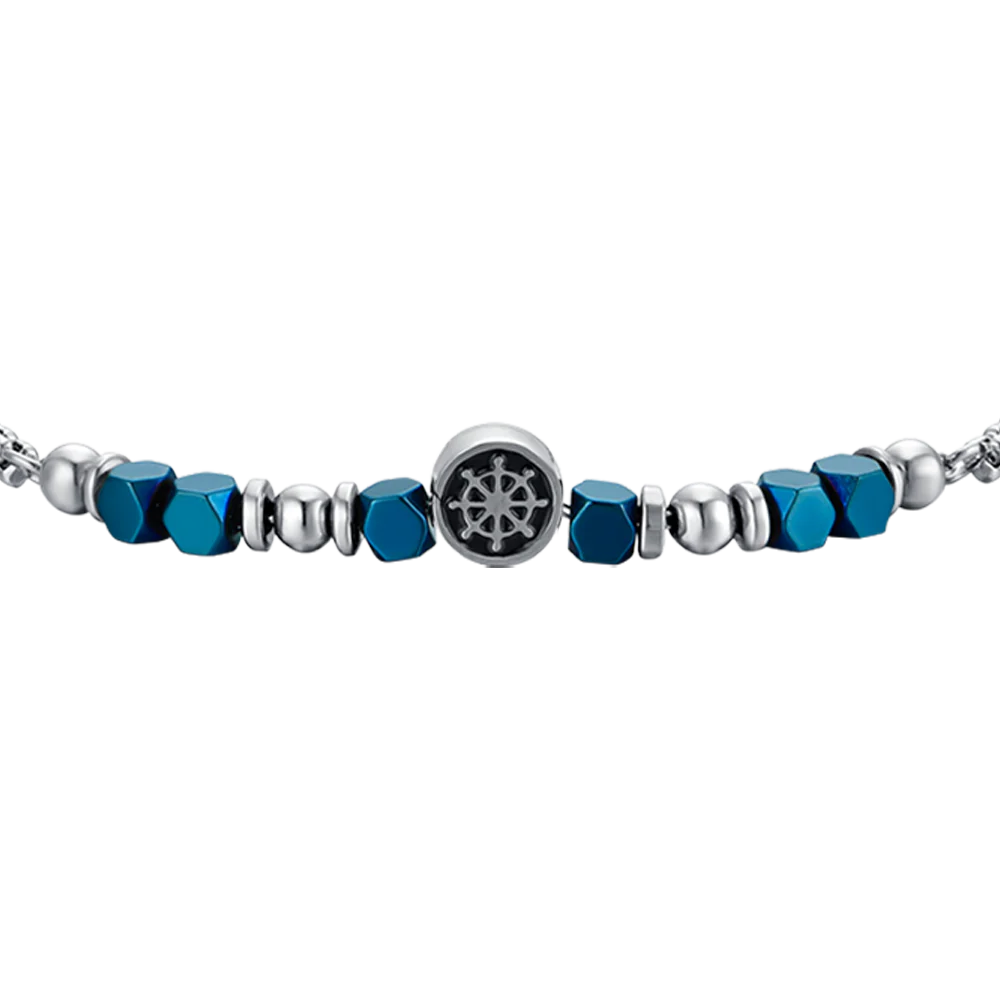 BRACCIALE BAMBINO IN ACCIAIO CON EMATITE BLU E TIMONE - Image 4