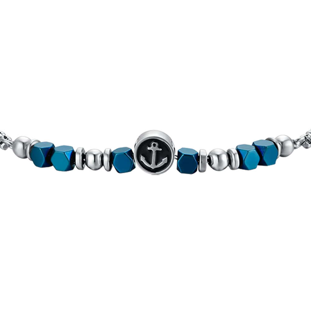 BRACCIALE BAMBINO IN ACCIAIO CON EMATITE BLU ED ANCORA - Image 4