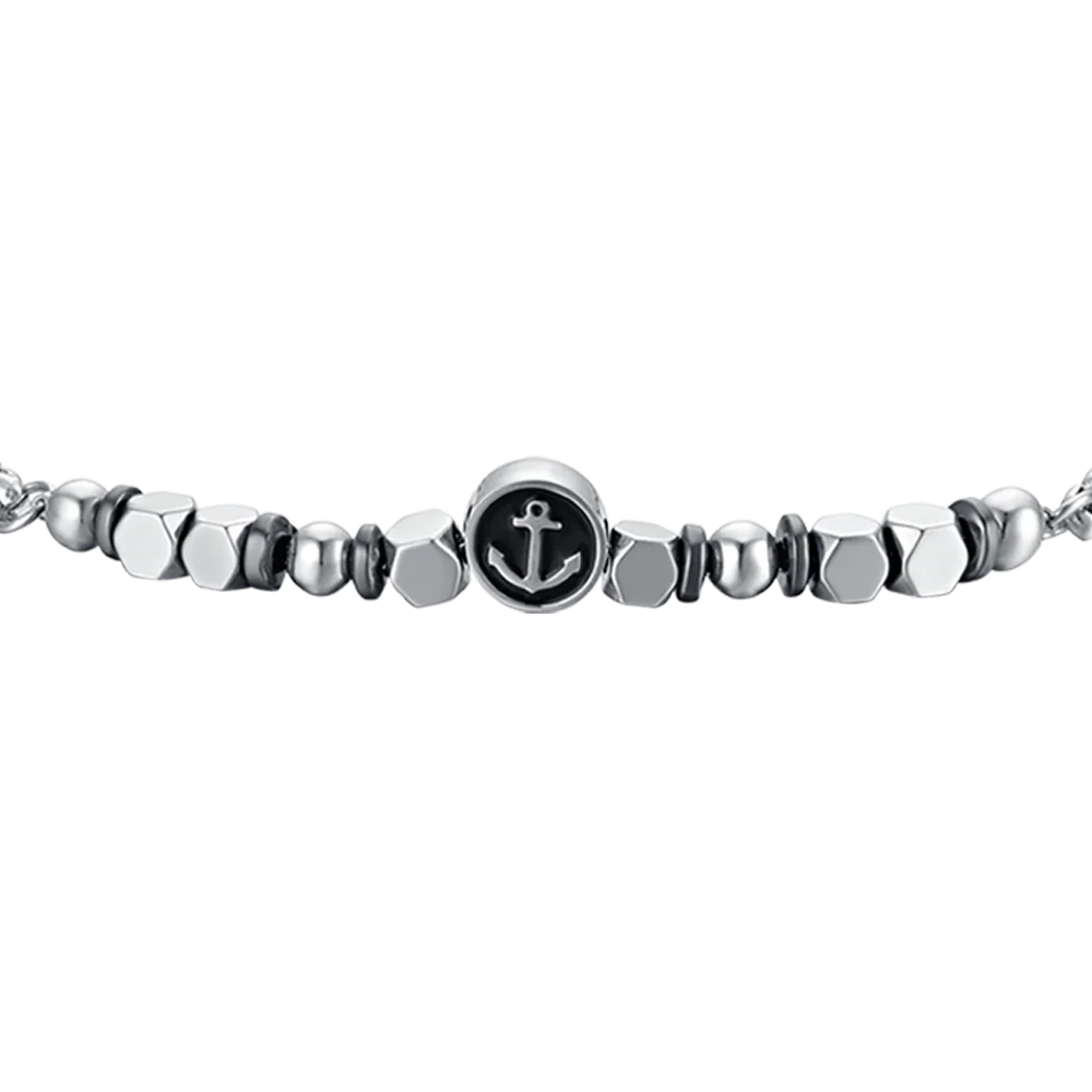 BRACCIALE BAMBINO IN ACCIAIO CON EMATITE GRIGIA ED ANCORA - Image 4