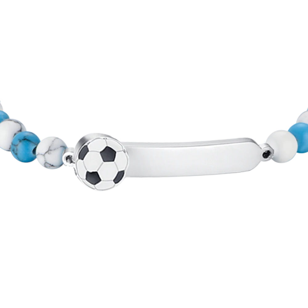 BRACCIALE BAMBINO IN ACCIAIO CON PIETRE AZZURRE E BIANCHE - Image 4