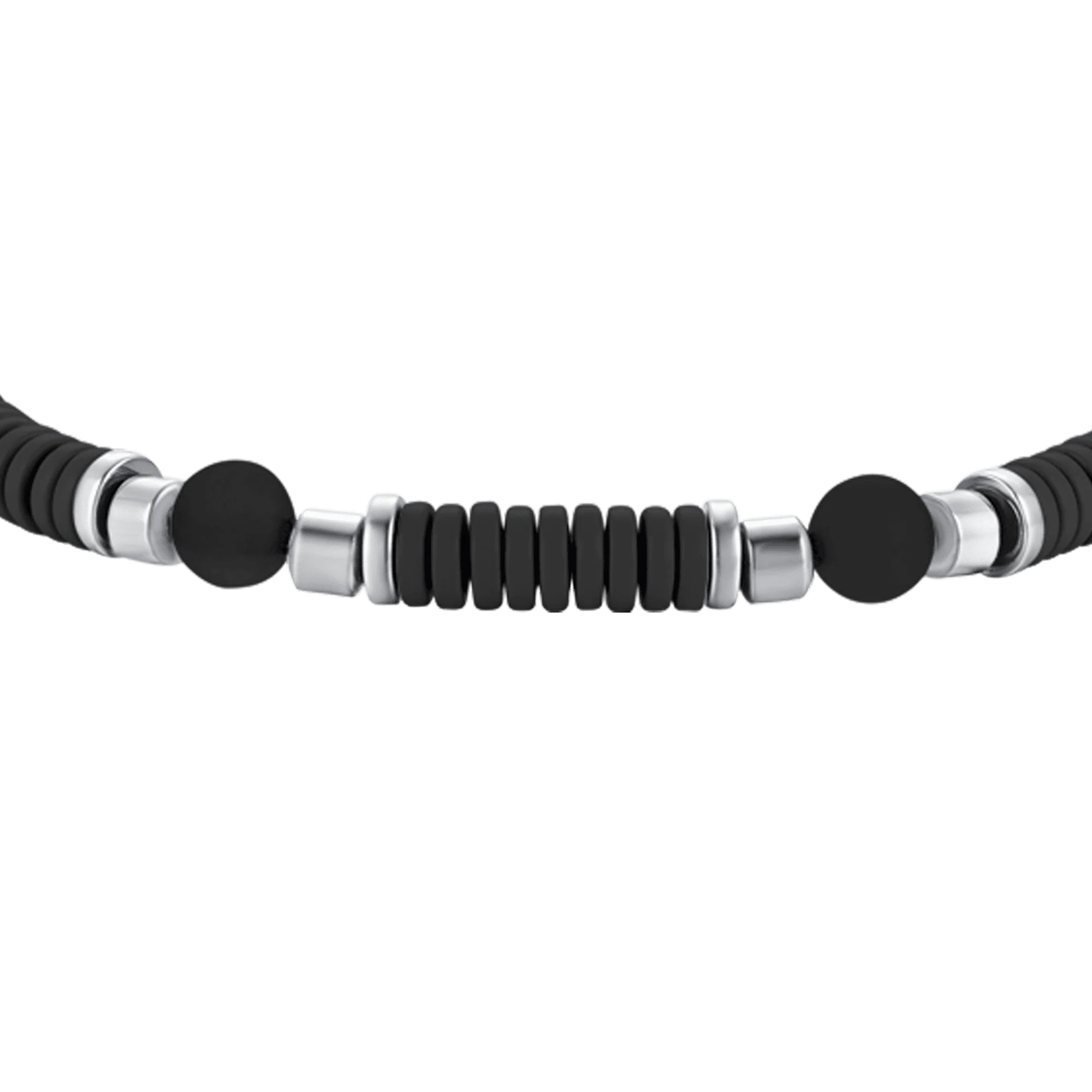 BRACCIALE BAMBINO IN ACCIAIO CON PIETRE NERE ED ELEMENTI CON SMALTO NERO - Image 2