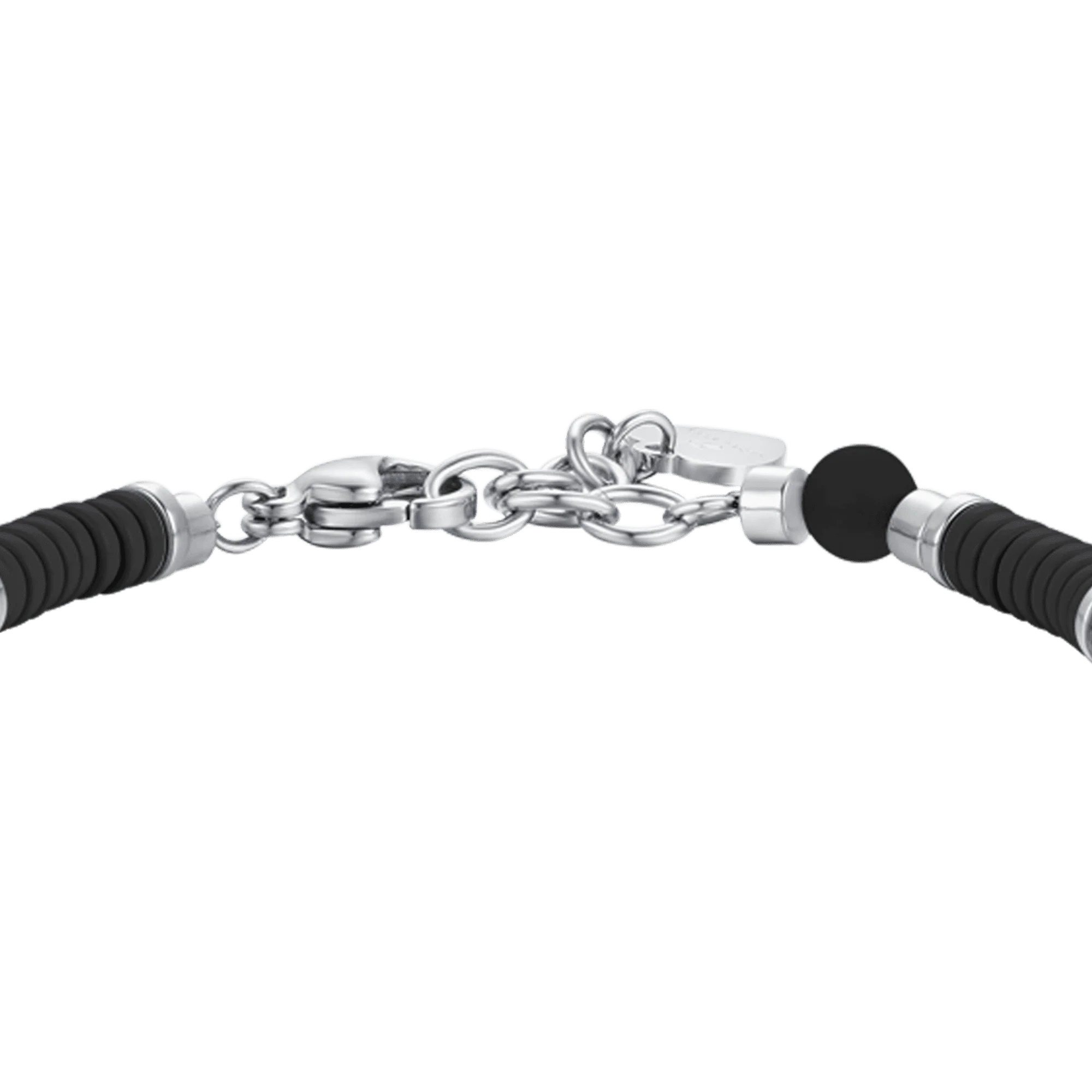 BRACCIALE BAMBINO IN ACCIAIO CON PIETRE NERE ED ELEMENTI CON SMALTO NERO - Image 3