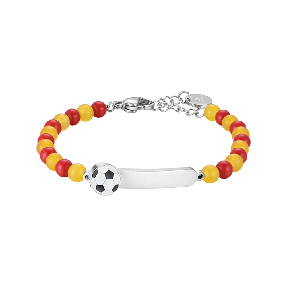 BRACCIALE BAMBINO IN ACCIAIO CON PIETRE ROSSE E GIALLE