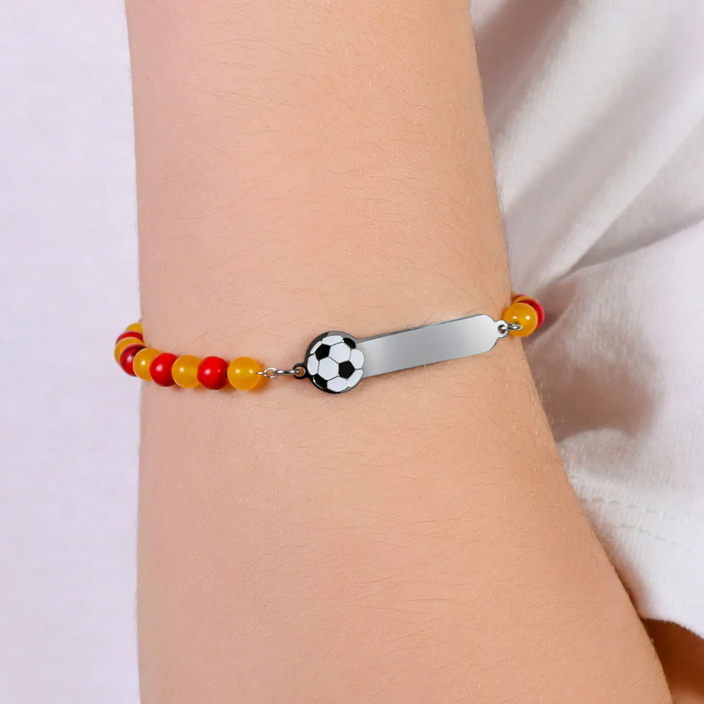 BRACCIALE BAMBINO IN ACCIAIO CON PIETRE ROSSE E GIALLE - Image 2