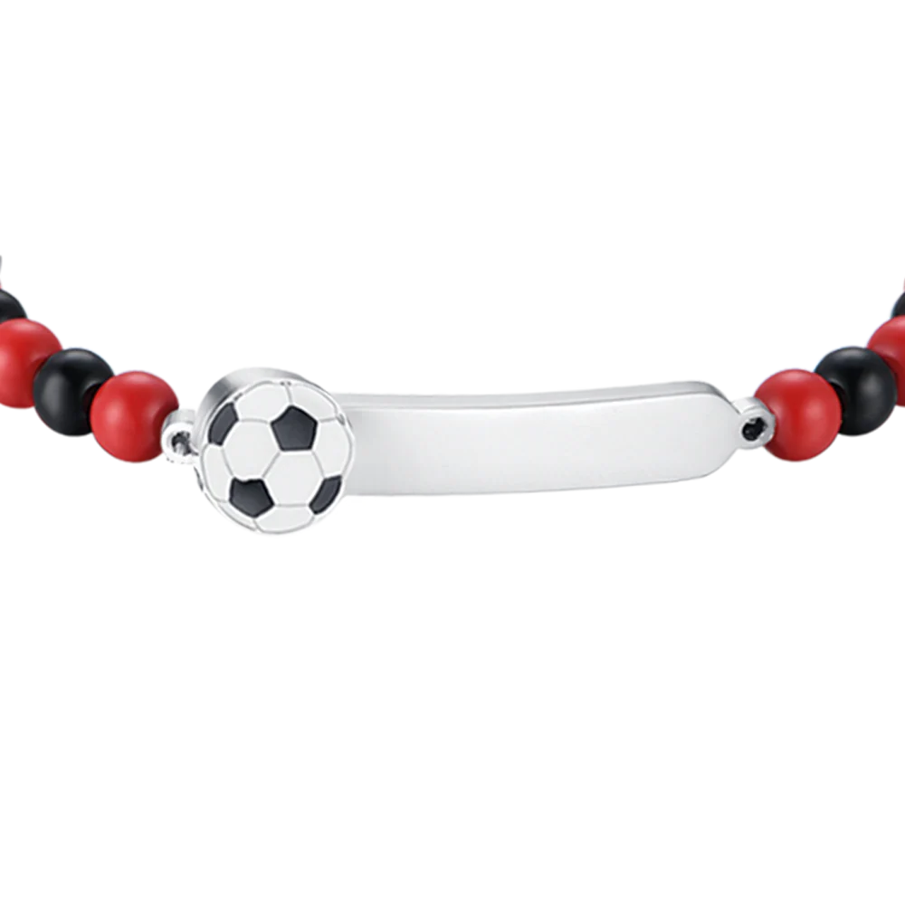 BRACCIALE BAMBINO IN ACCIAIO CON PIETRE ROSSE E NERE - Image 4