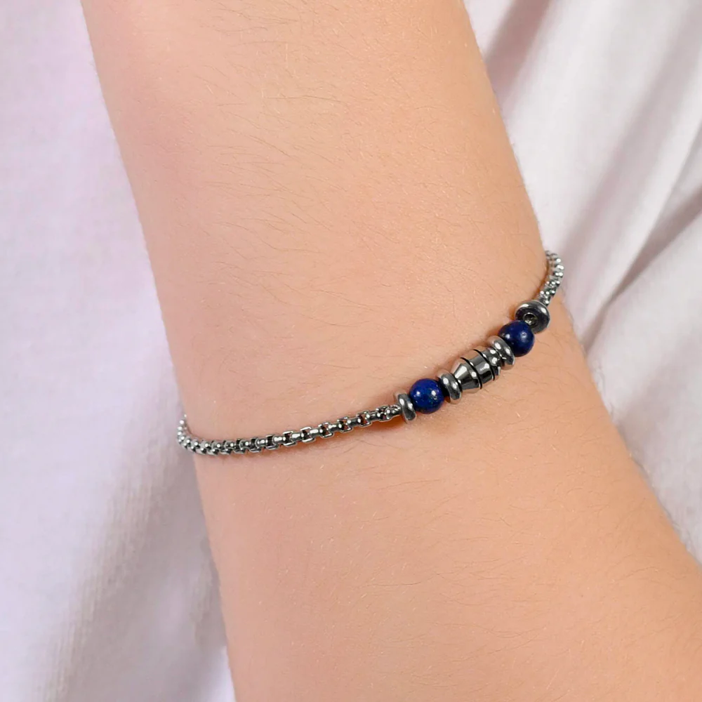 BRACCIALE BAMBINO IN ACCIAIO PIETRE BLU - Image 2