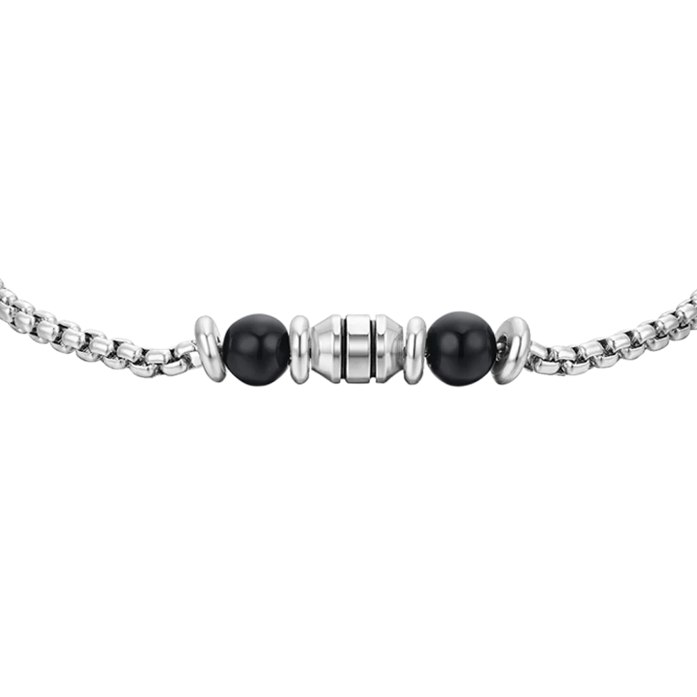 BRACCIALE BAMBINO IN ACCIAIO PIETRE NERE - Image 4