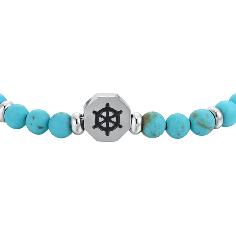 BRACCIALE BAMBINO IN ACCIAIO TIMONE CON PIETRE TURCHESI - Image 4