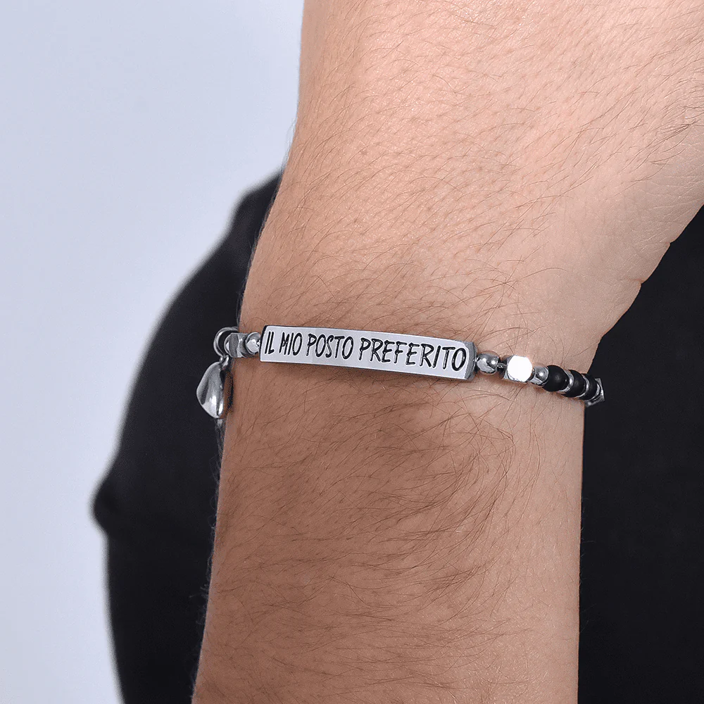 BRACCIALE COPPIA IN ACCIAIO CON CUORE CALAMITA - Image 3
