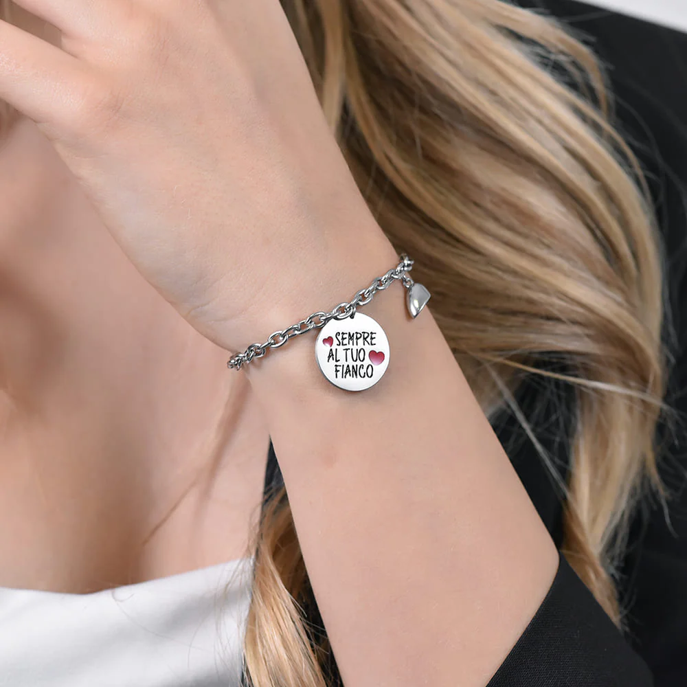 BRACCIALE COPPIA IN ACCIAIO CON CUORE CALAMITA - Image 5