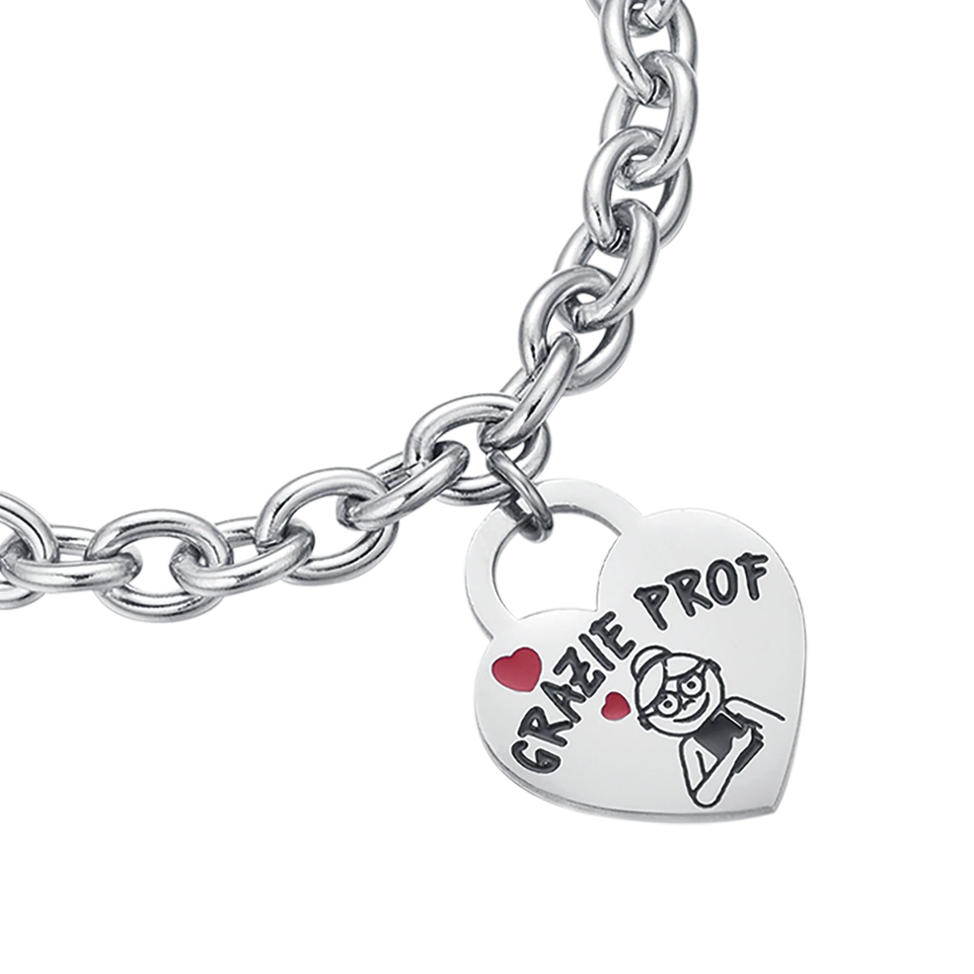 BRACCIALE DONNA IN ACCIAIO CON CUORE GRAZIE PROF - Image 4