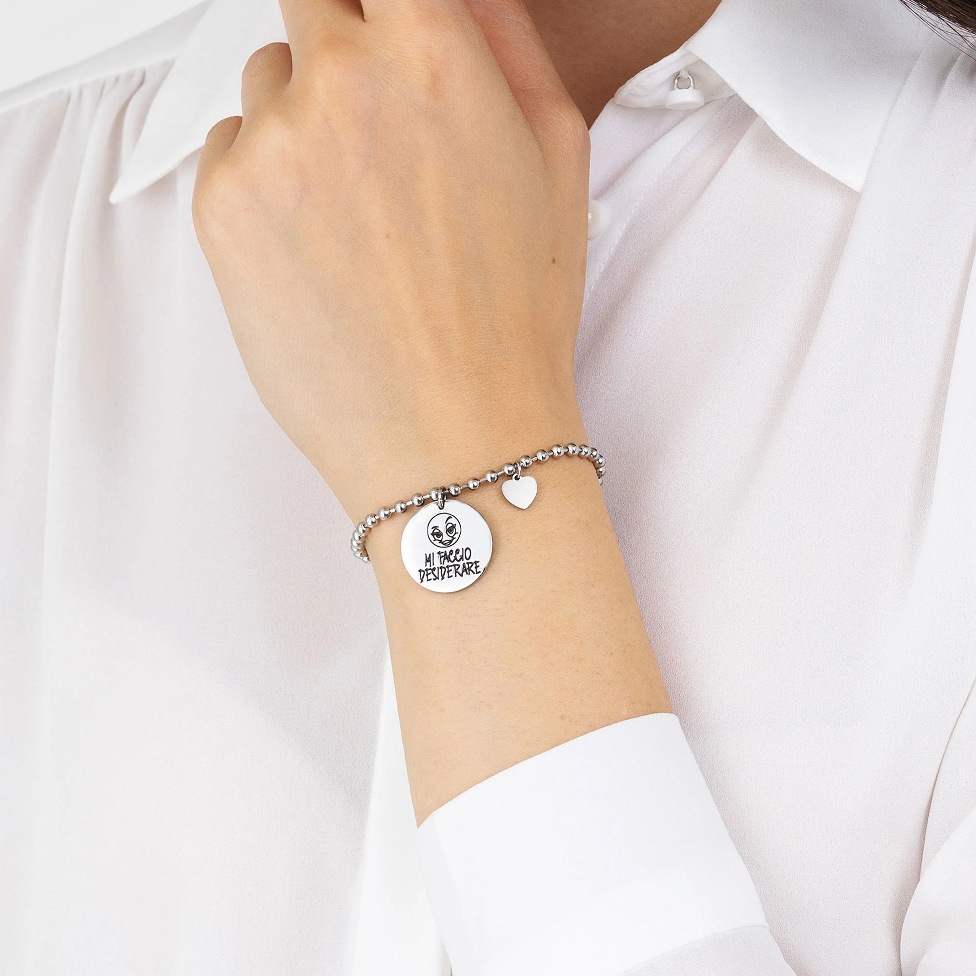 BRACCIALE DONNA IN ACCIAIO CON FRASE MI FACCIO DESIDERARE - Image 2
