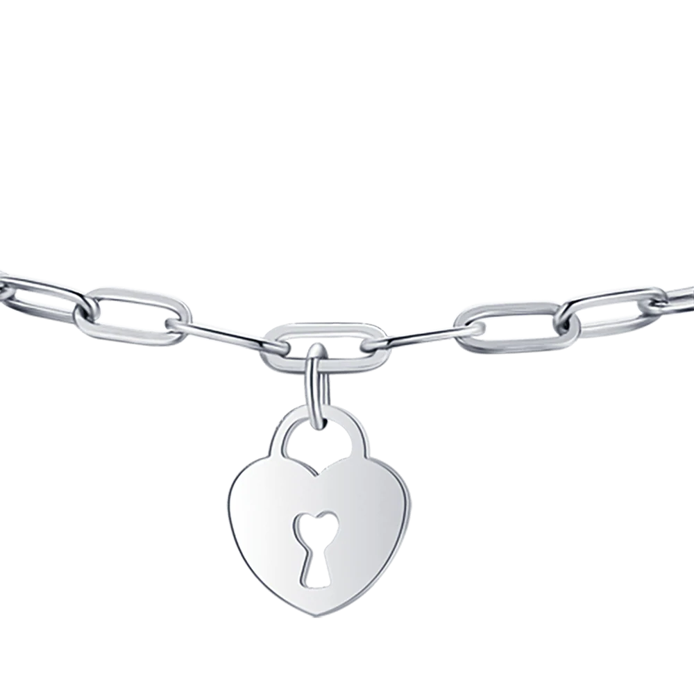 BRACCIALE DONNA IN ACCIAIO CON LUNA CUORE LUCCHETTO E STELLA - Image 4