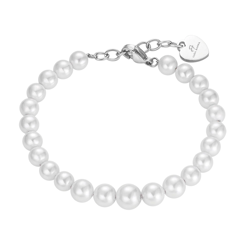 BRACCIALE DI PERLE SINTETICHE BIANCHE DONNA