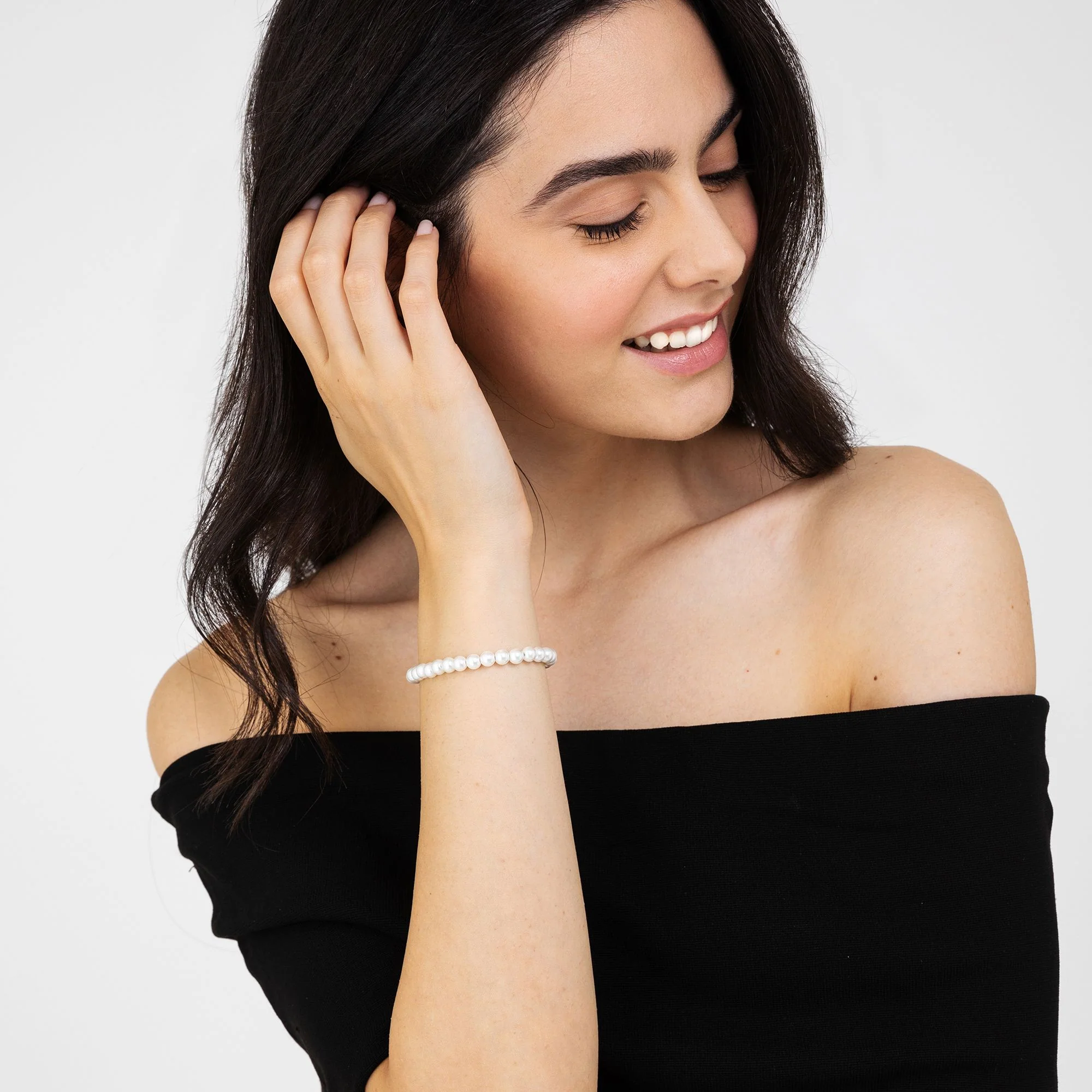 BRACCIALE DI PERLE SINTETICHE BIANCHE DONNA - Image 3