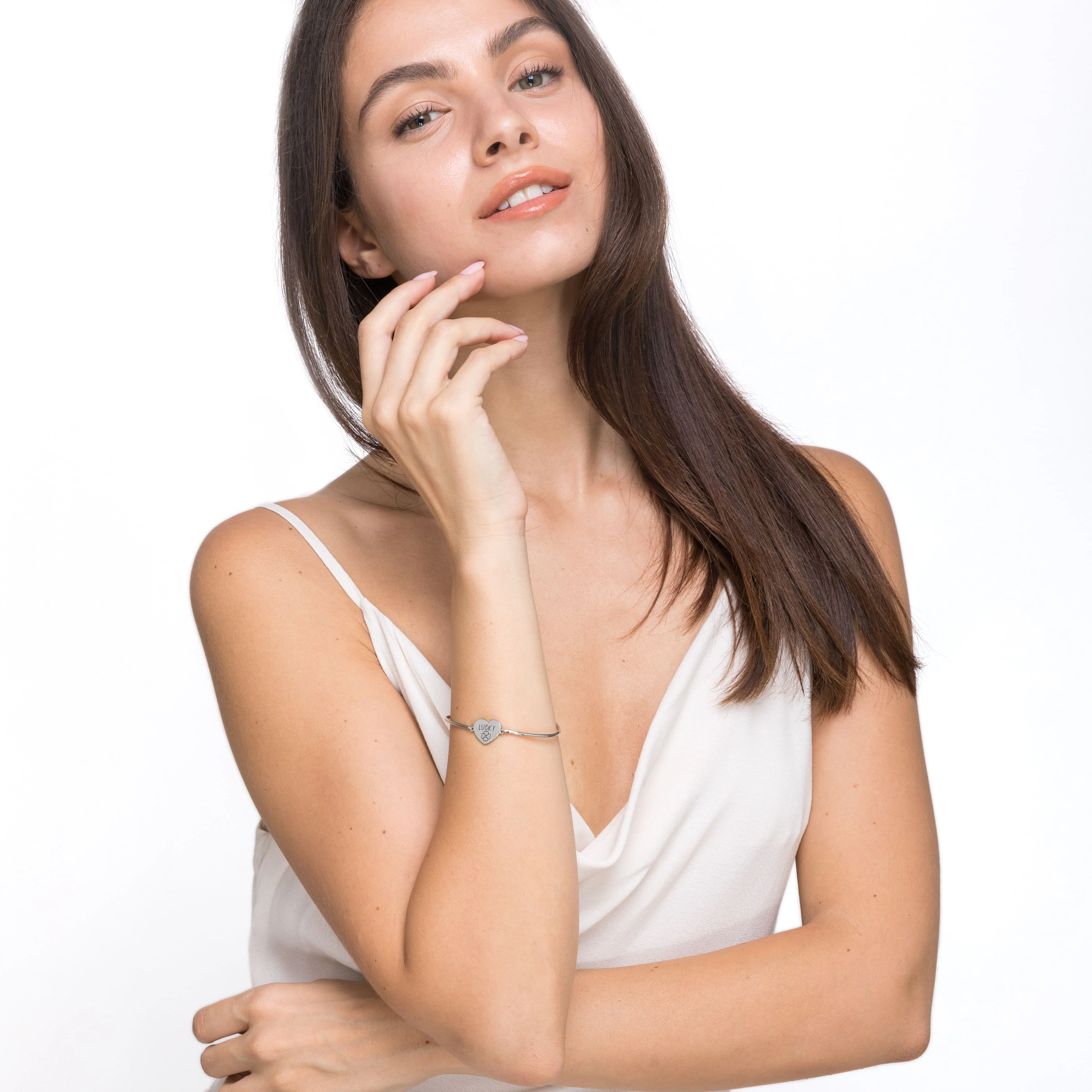 BRACCIALE DONNA IN ACCIAIO CON SCRITTA LUCKY - Image 3