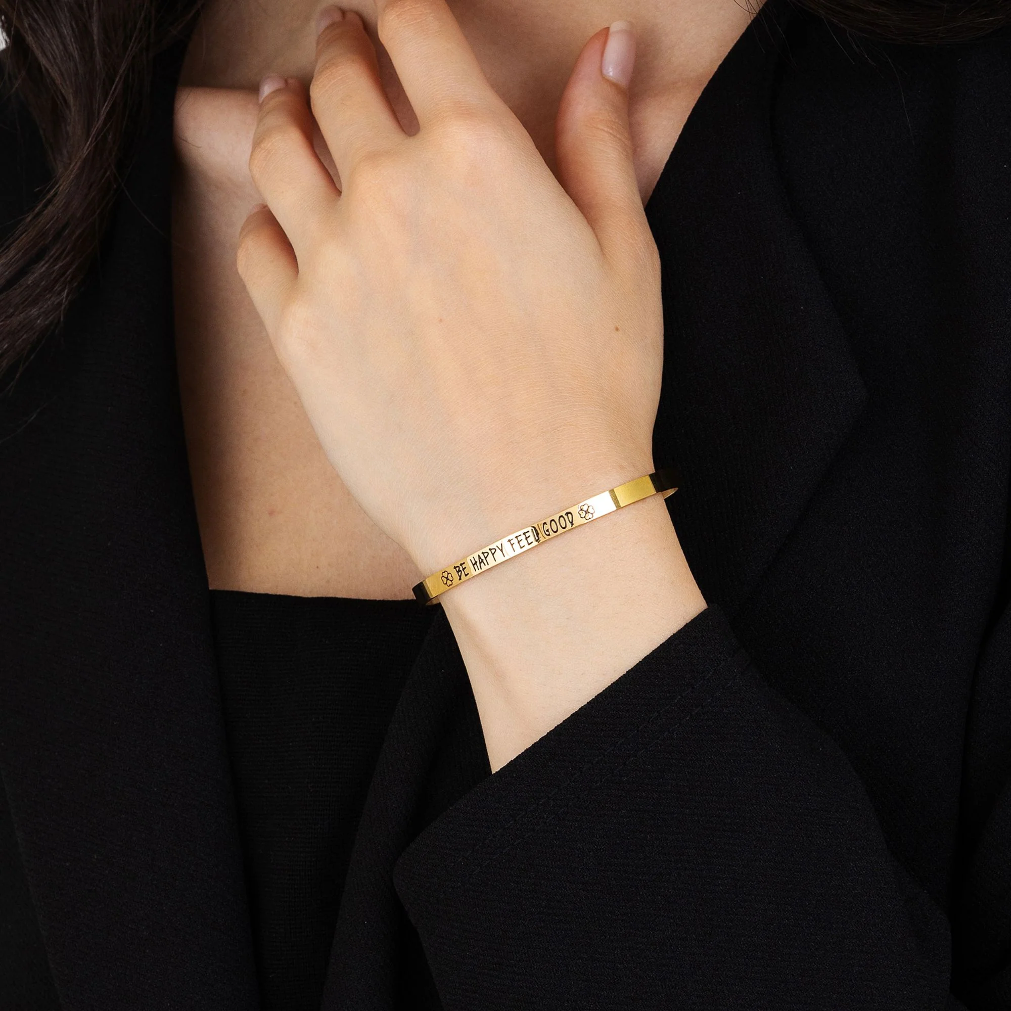 BRACCIALE DONNA IN ACCIAIO DORATO BE HAPPY FEEL GOOD - Image 2