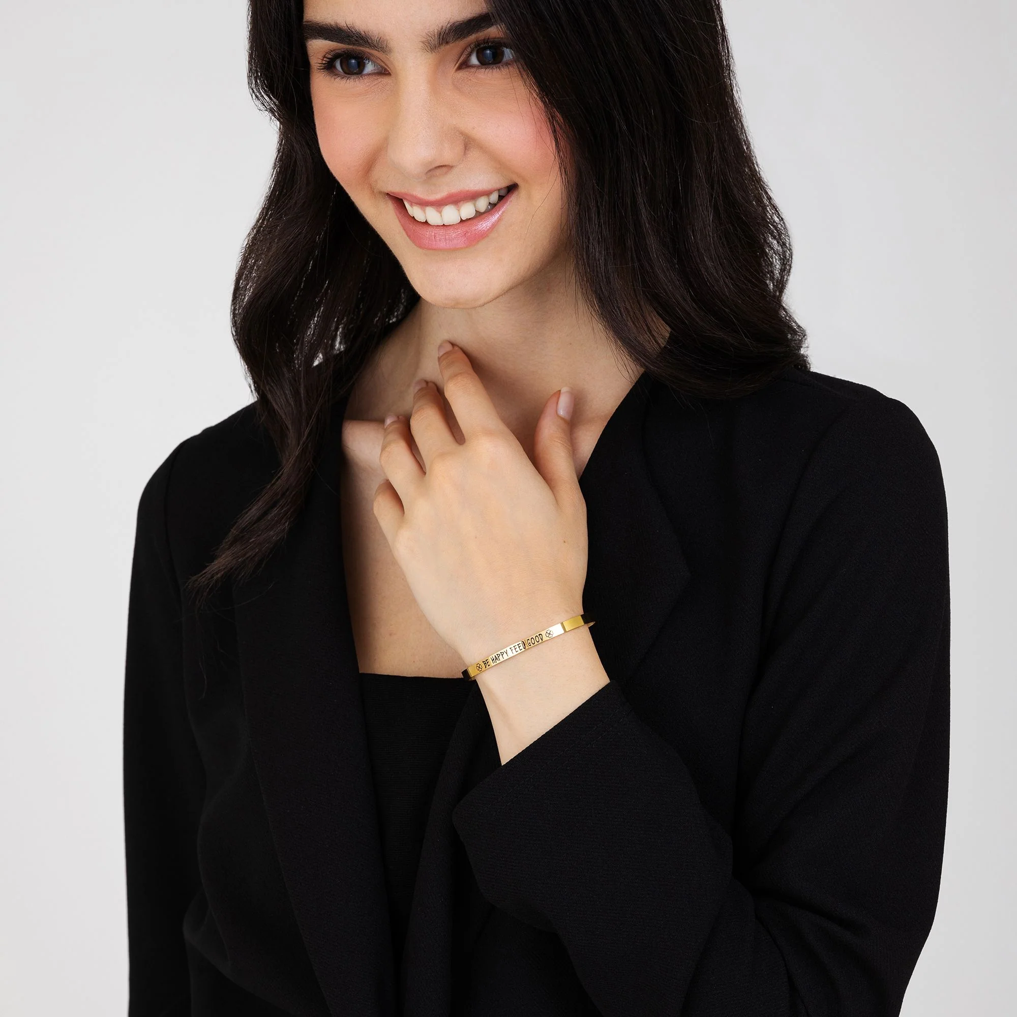 BRACCIALE DONNA IN ACCIAIO DORATO BE HAPPY FEEL GOOD - Image 3
