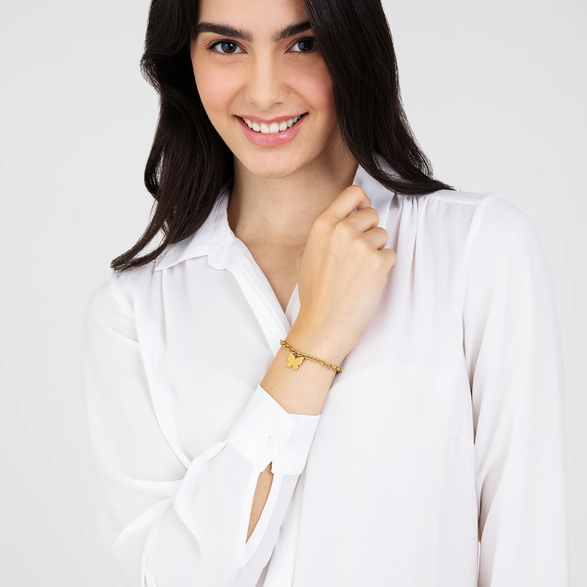 BRACCIALE DONNA IN ACCIAIO DORATO CON FARFALLA - Image 3