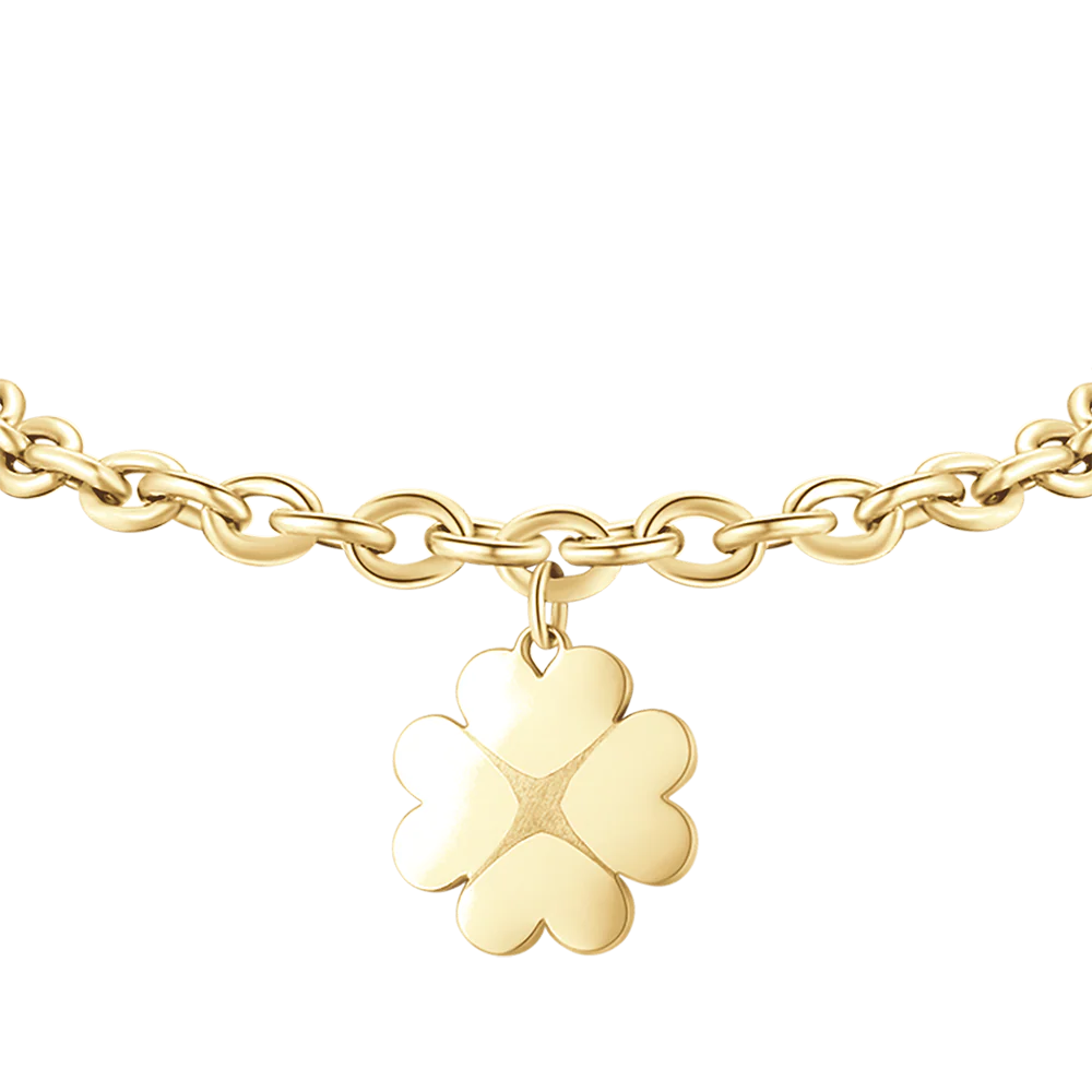 BRACCIALE DONNA IN ACCIAIO DORATO CON QUADRIFOGLIO - Image 4