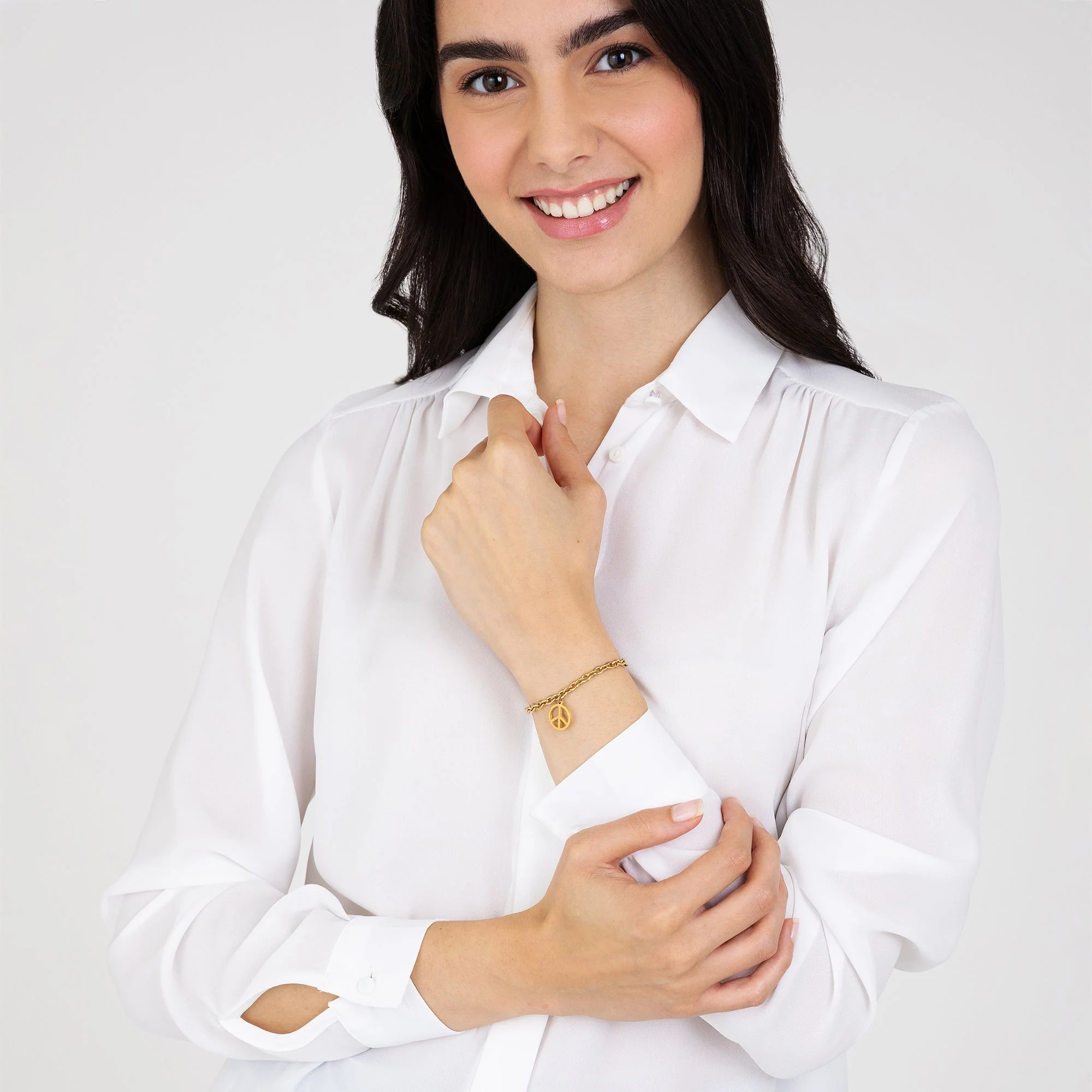 BRACCIALE DONNA IN ACCIAIO DORATO CON SIMBOLO PACE - Image 3