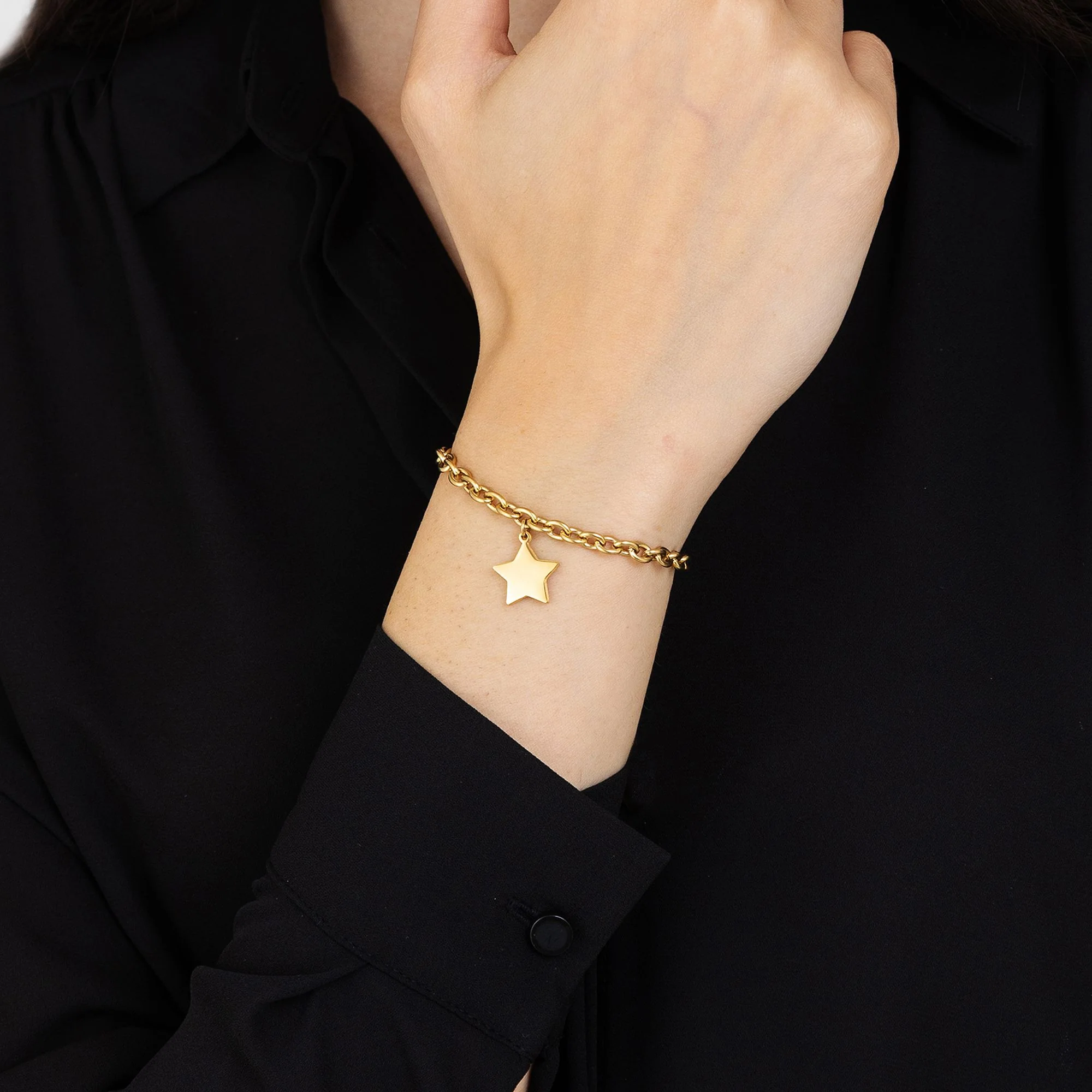 BRACCIALE DONNA IN ACCIAIO DORATO CON STELLA - Image 2