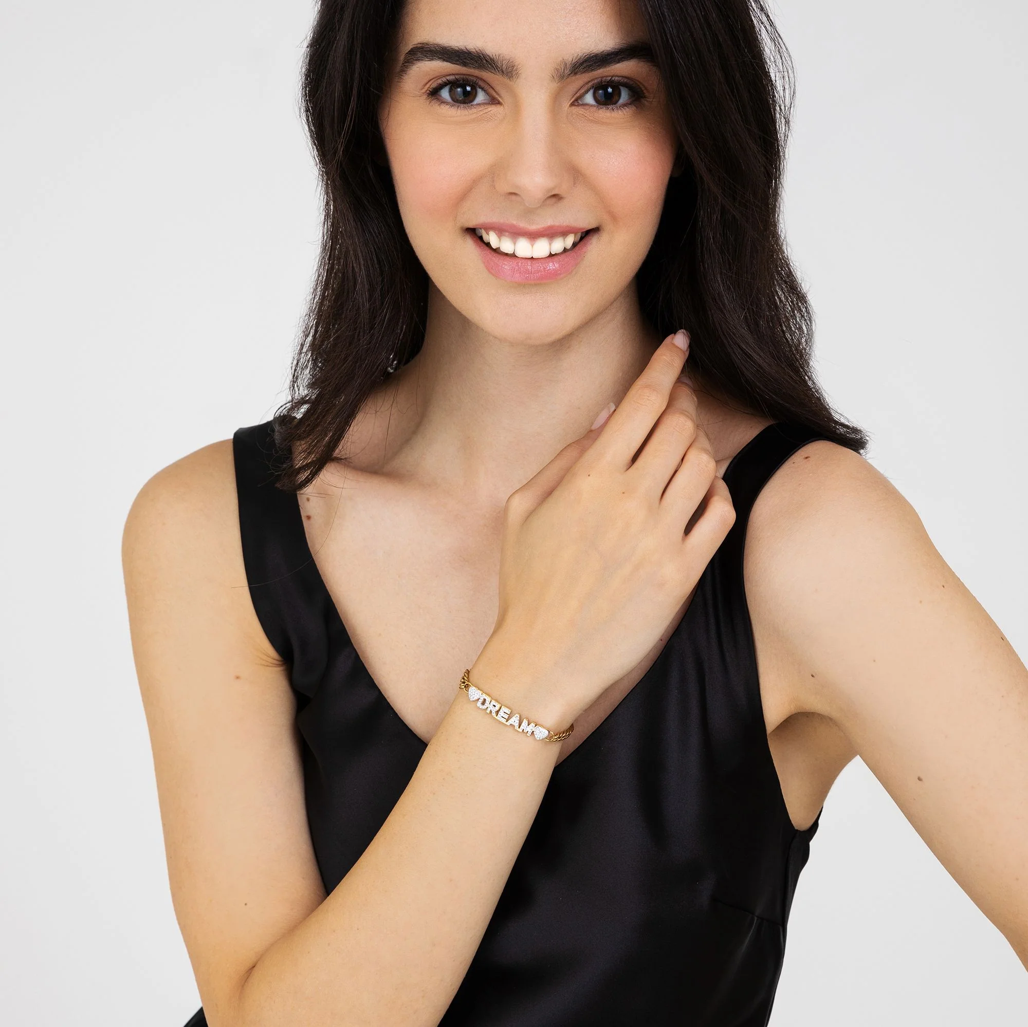BRACCIALE DONNA IN ACCIAIO DORATO DREAM CON CRISTALLI BIANCHI - Image 3