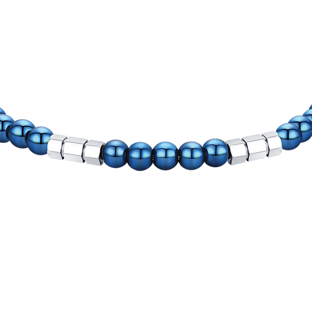 BRACCIALE UOMO IN ACCIAIO CON PIETRE BLU ED ELEMENTI IN ACCIAIO - Image 4