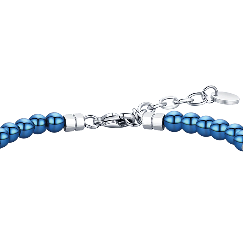 BRACCIALE UOMO IN ACCIAIO CON PIETRE BLU ED ELEMENTI IN ACCIAIO - Image 5