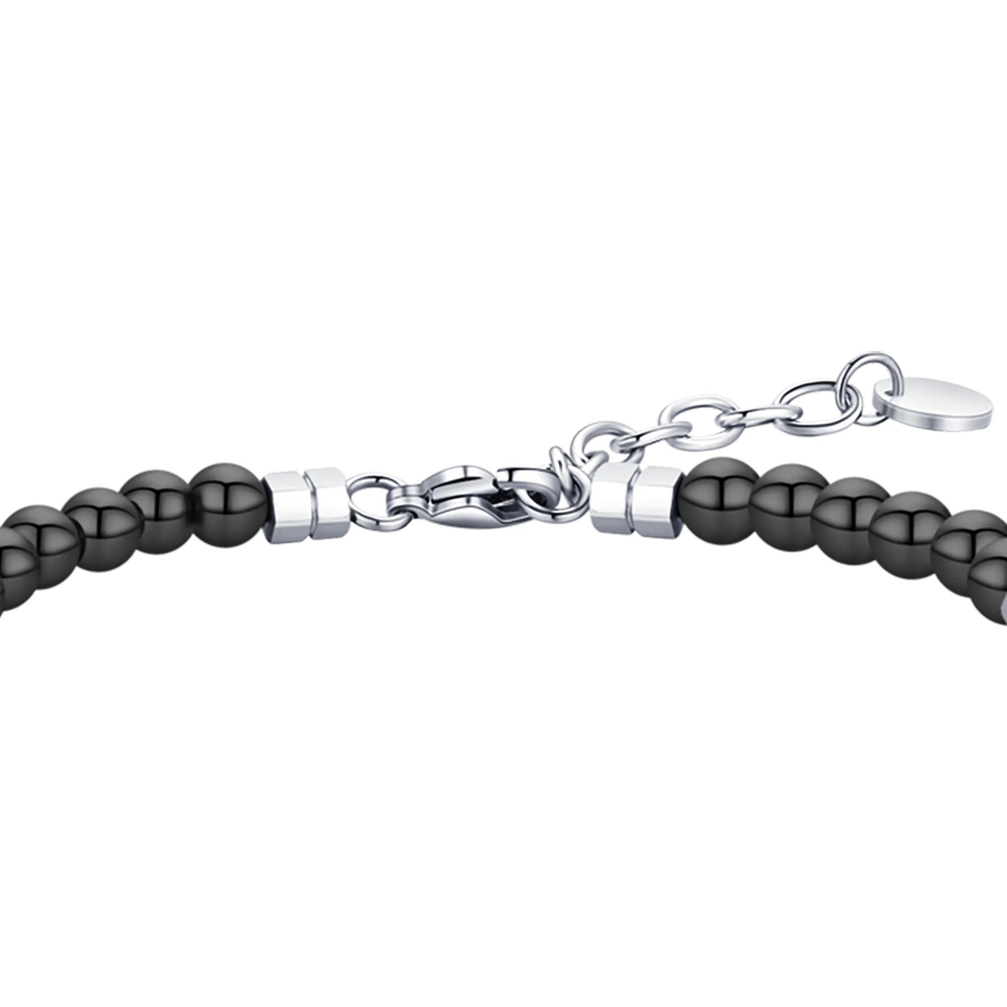 BRACCIALE UOMO IN ACCIAIO CON PIETRE NERE ED ELEMENTI IN ACCIAIO - Image 5