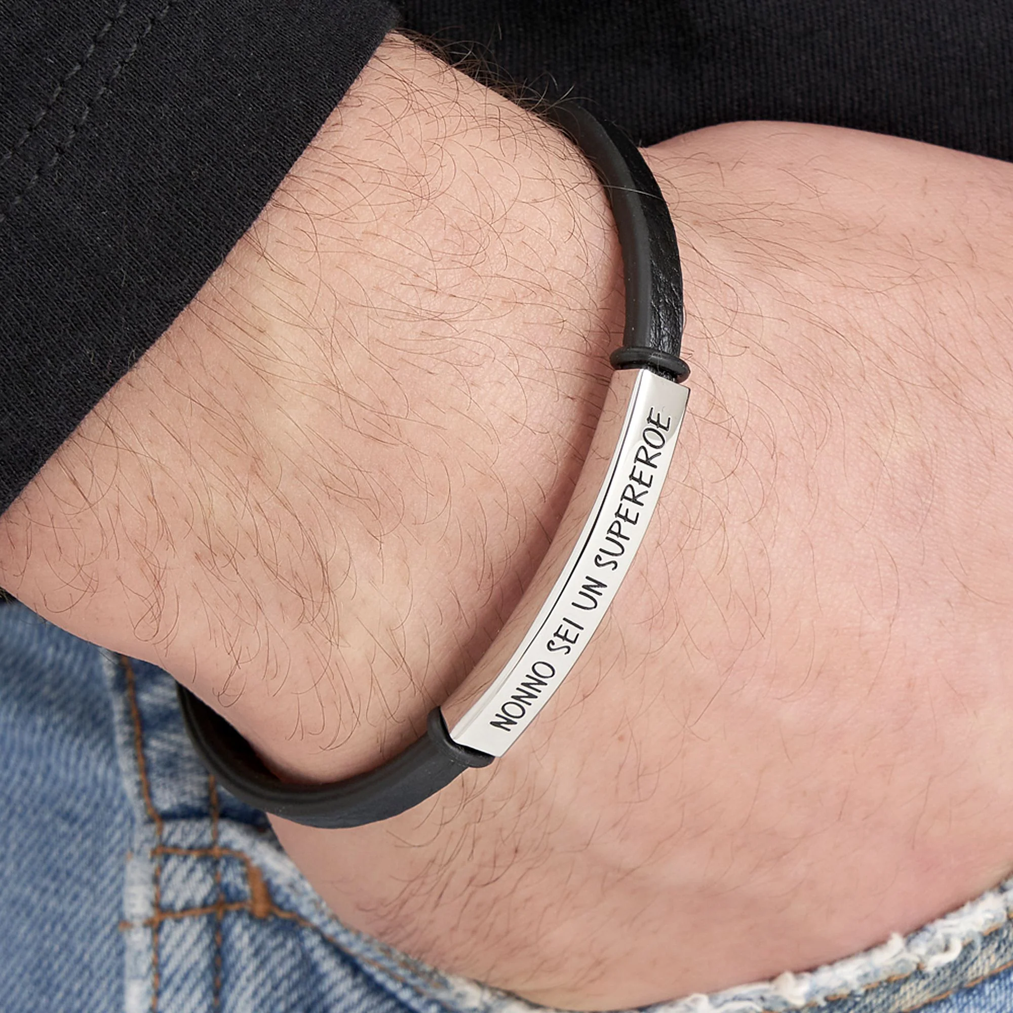 BRACCIALE UOMO IN ACCIAIO NONNO SEI UN SUPEREROE - Image 2