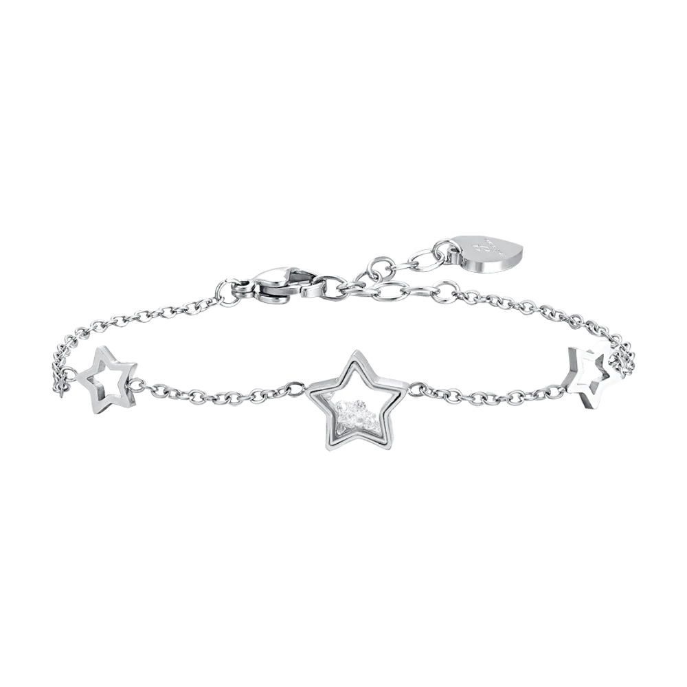 BRACCIALE DONNA IN ACCAIO STELLE E ZIRCONI