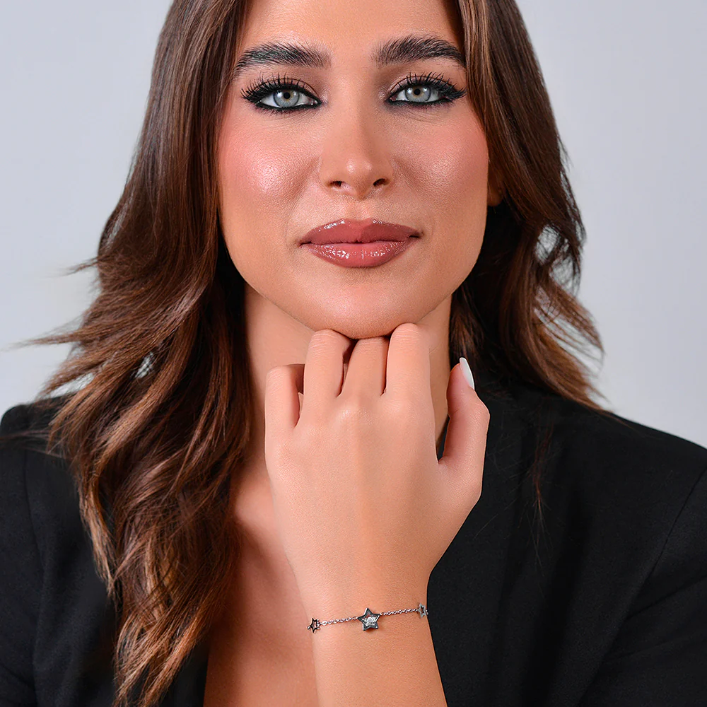 BRACCIALE DONNA IN ACCAIO STELLE E ZIRCONI - Image 3
