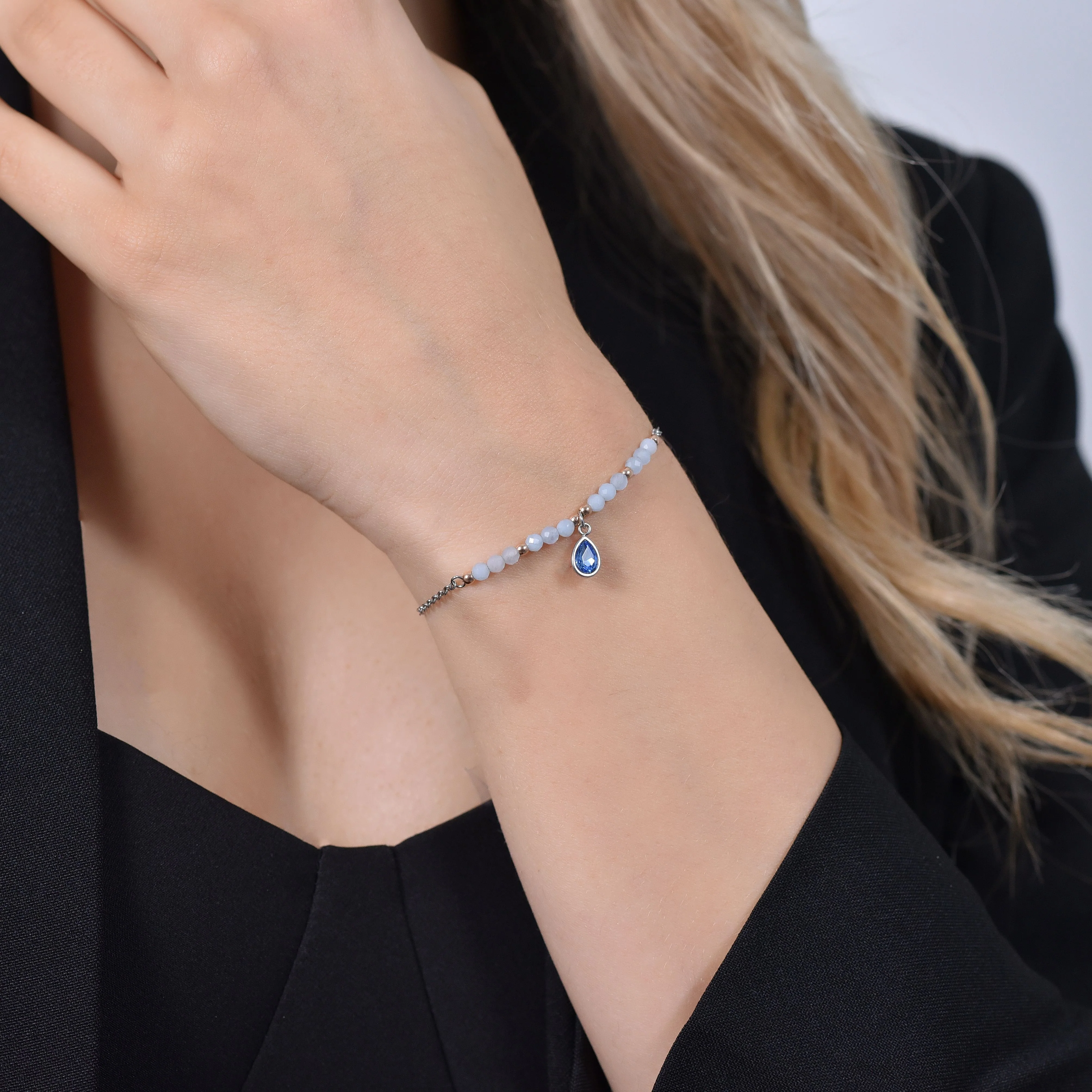 BRACCIALE DONNA IN ACCIAIO AGATA AZZURRA - Image 2