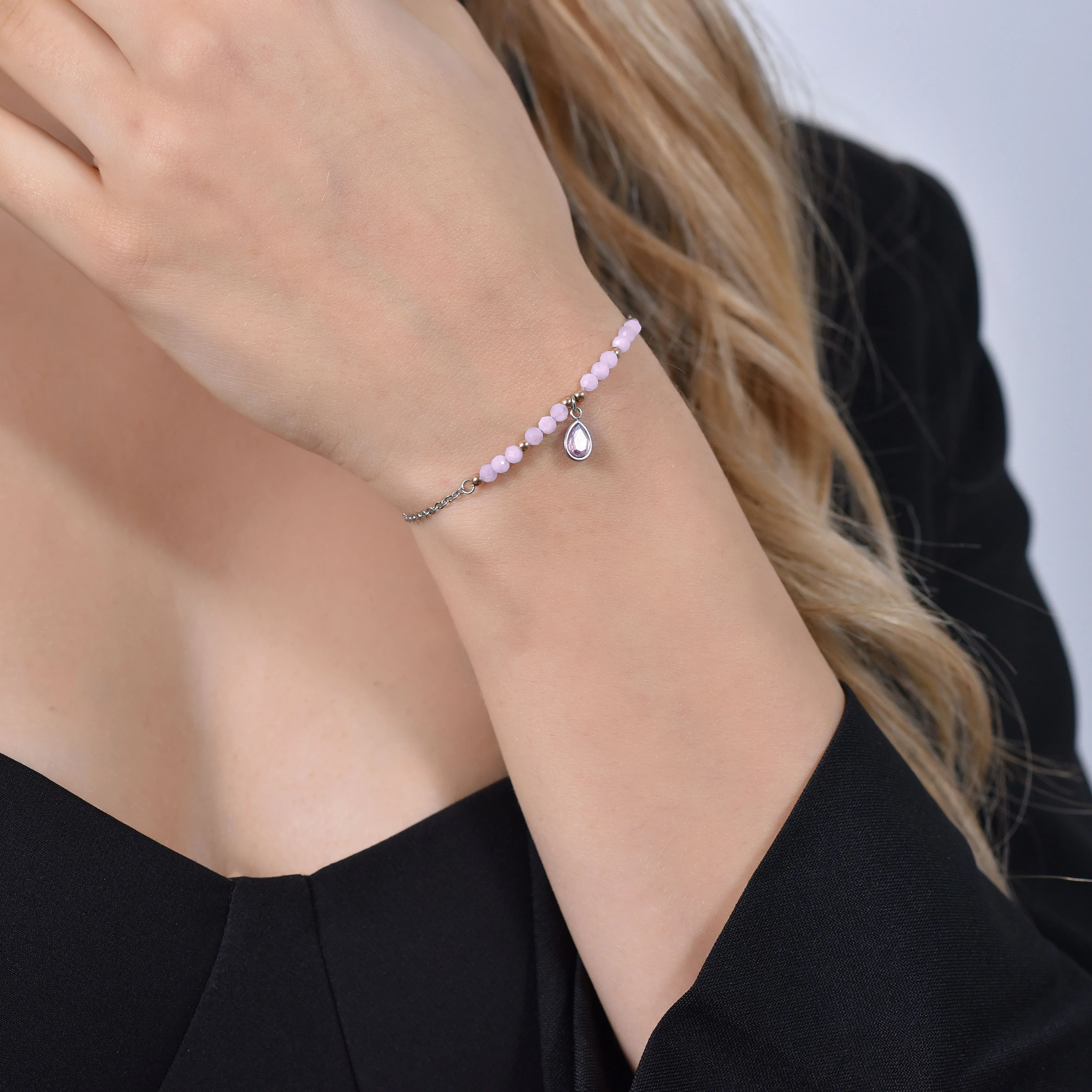 BRACCIALE DONNA IN ACCIAIO AGATA ROSA - Image 2