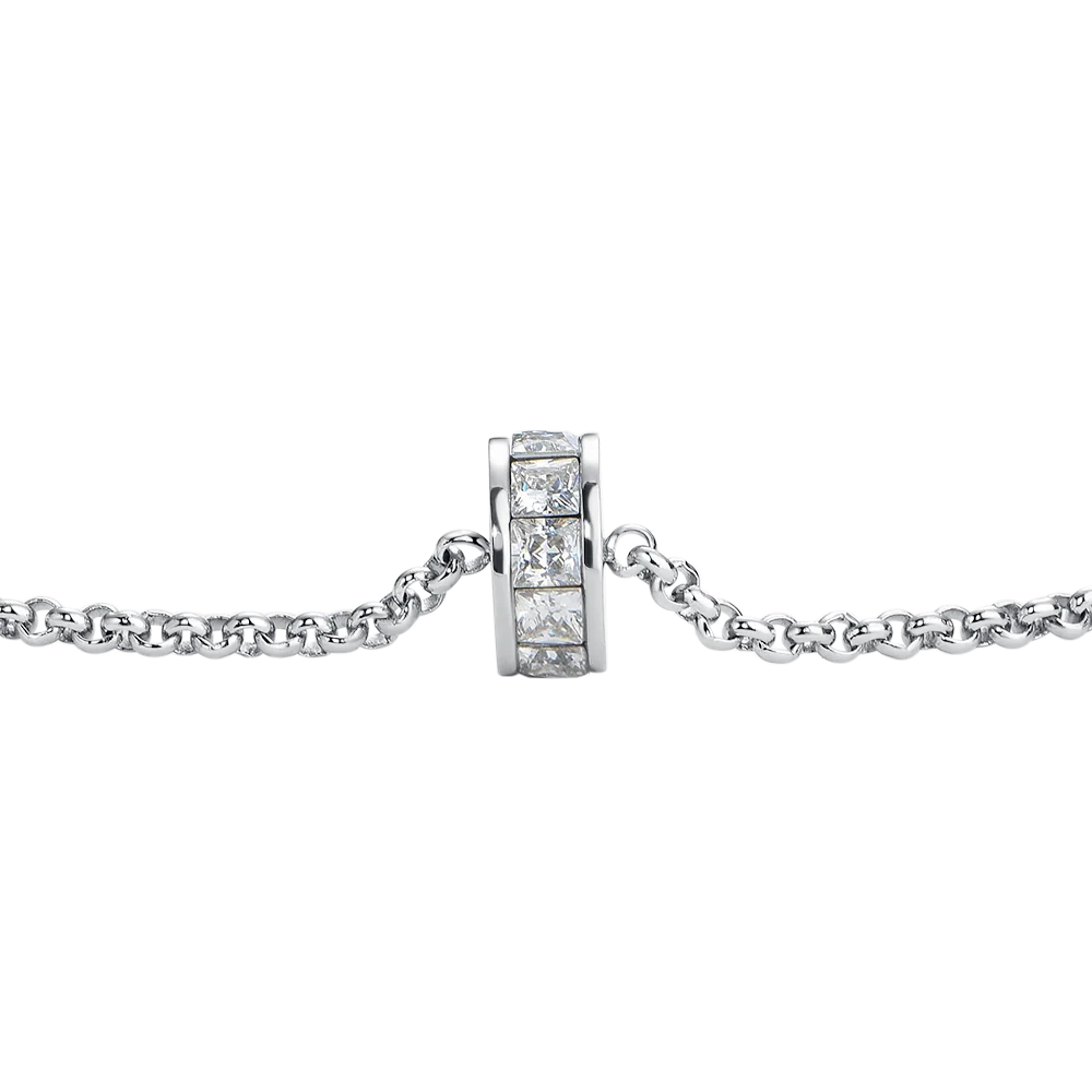 BRACCIALE DONNA IN ACCIAIO, BUSSOLOTTO ED ELEMENTI CON ZIRCONI BIANCHI - Image 5