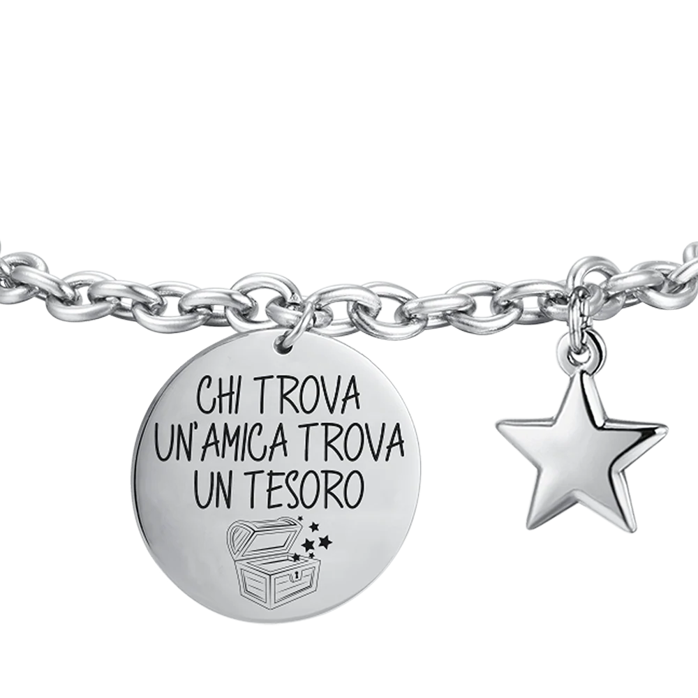 BRACCIALE DONNA IN ACCIAIO CHI TROVA UN'AMICA TROVA UN TESORO - Image 4