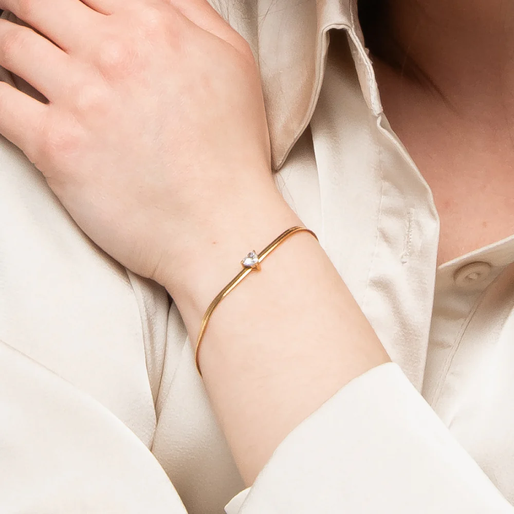 BRACCIALE DONNA IN ACCIAIO COLORE ORO CON ZIRCONE BIANCO - Image 2