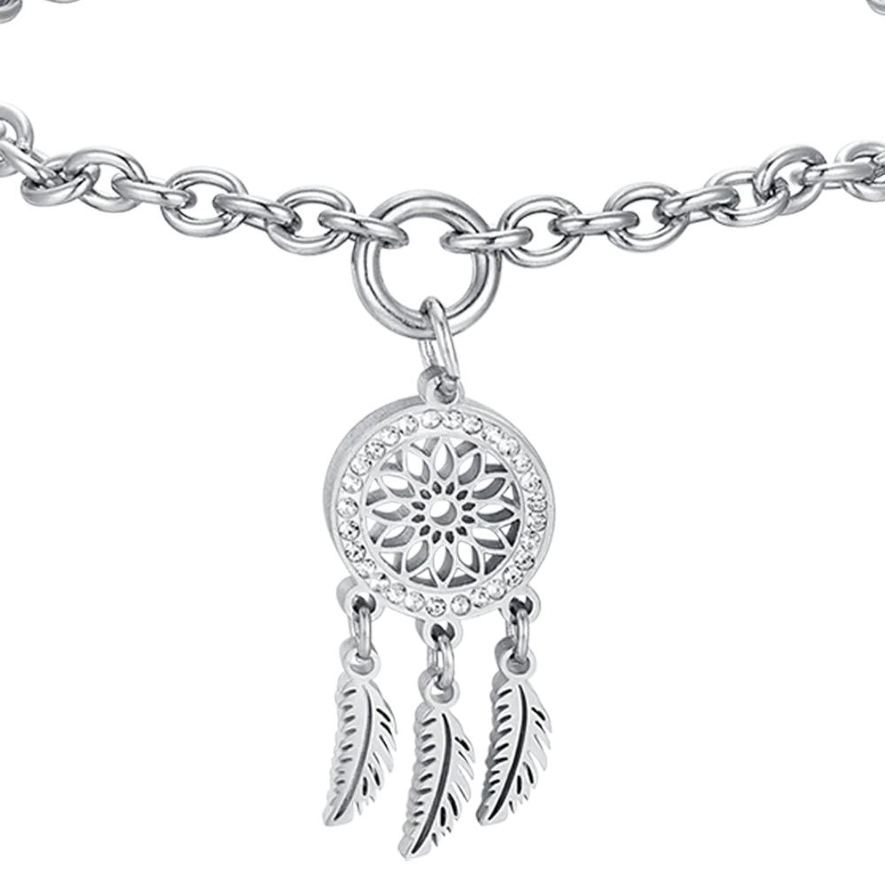 BRACCIALE DONNA IN ACCIAIO CON ACCHIAPPASOGNI CON CRISTALLI BIANCHI - Image 4
