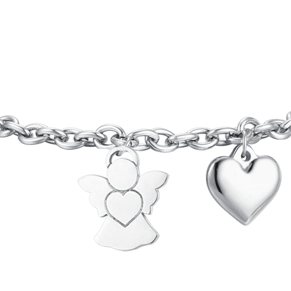 BRACCIALE DONNA IN ACCIAIO CON ANGELO E CHARM CUORE - Image 4