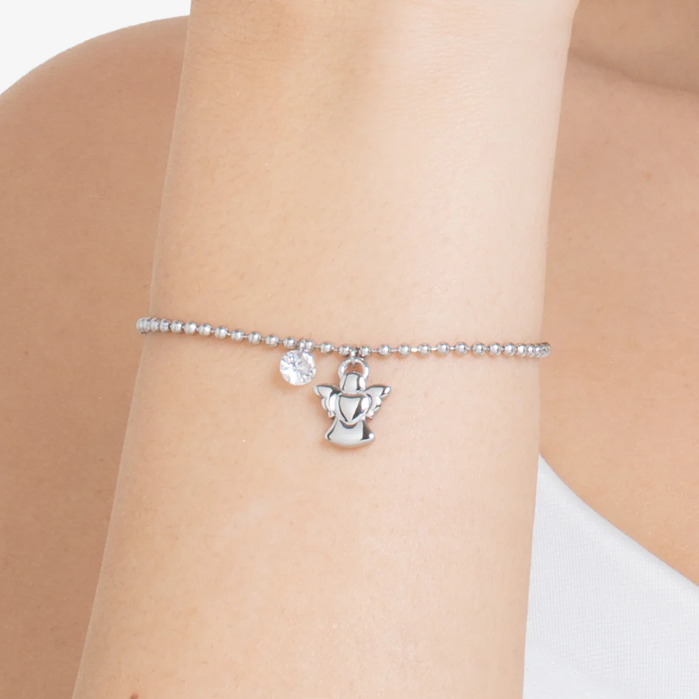BRACCIALE DONNA IN ACCIAIO CON ANGELO E ZIRCONE BIANCO - Image 2