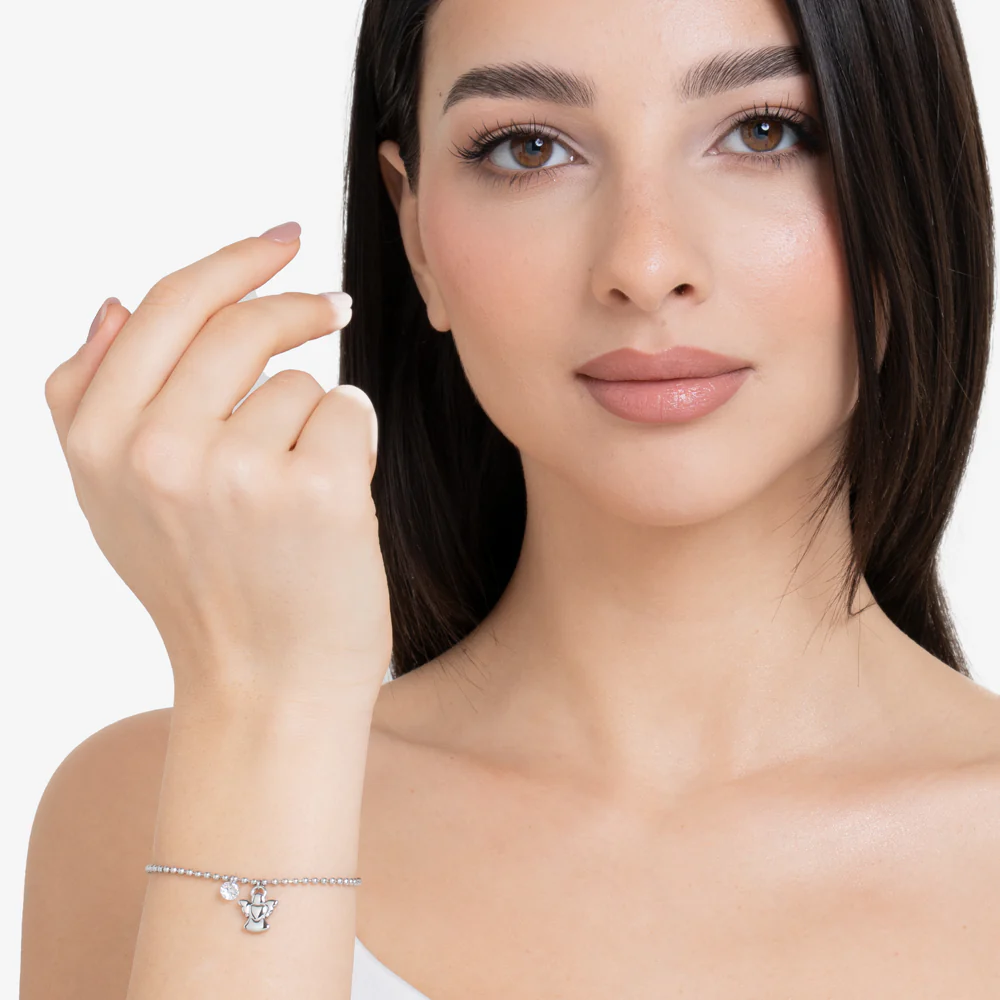 BRACCIALE DONNA IN ACCIAIO CON ANGELO E ZIRCONE BIANCO - Image 3