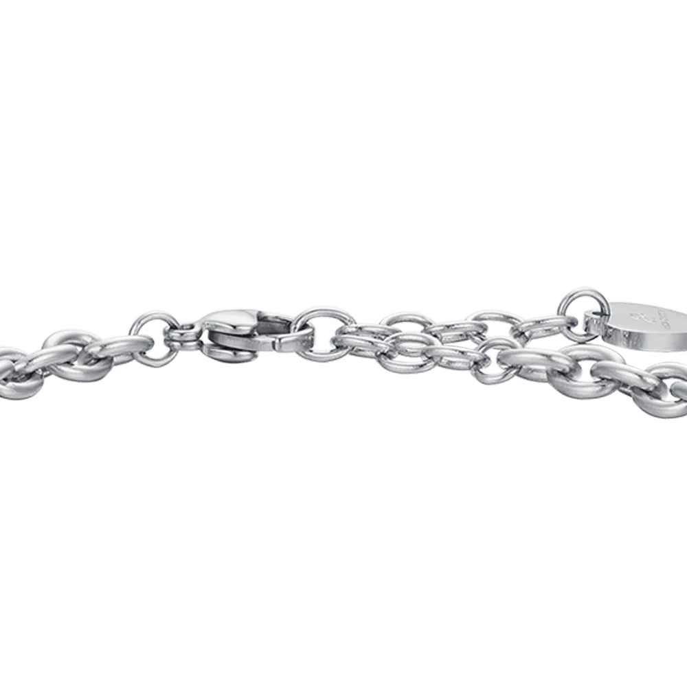 BRACCIALE DONNA IN ACCIAIO CON CAMPANELLA CON SMALTO TURCHESE E CRISTALLI - Image 5