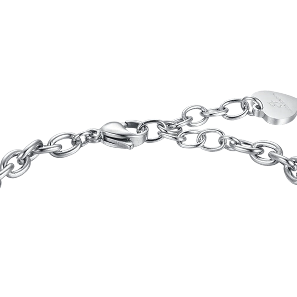 BRACCIALE DONNA IN ACCIAIO CON CHARM QUADRIFOGLIO, CORNO E MADONNA - Image 5