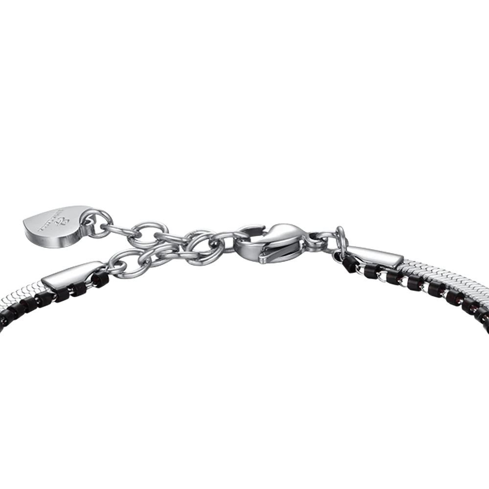 BRACCIALE DONNA IN ACCIAIO CON CORNO ED ELEMENTI NERI - Image 5