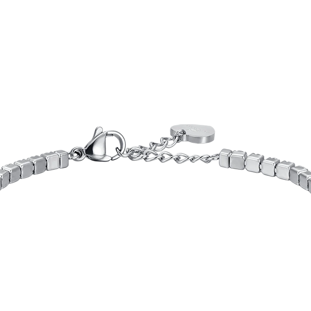 BRACCIALE DONNA IN ACCIAIO CON CRISTALLI BIANCHI E CUORE CRISTALLO ROSA - Image 5