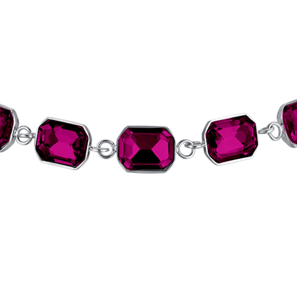 BRACCIALE DONNA IN ACCIAIO CON CRISTALLI FUCSIA - Image 4