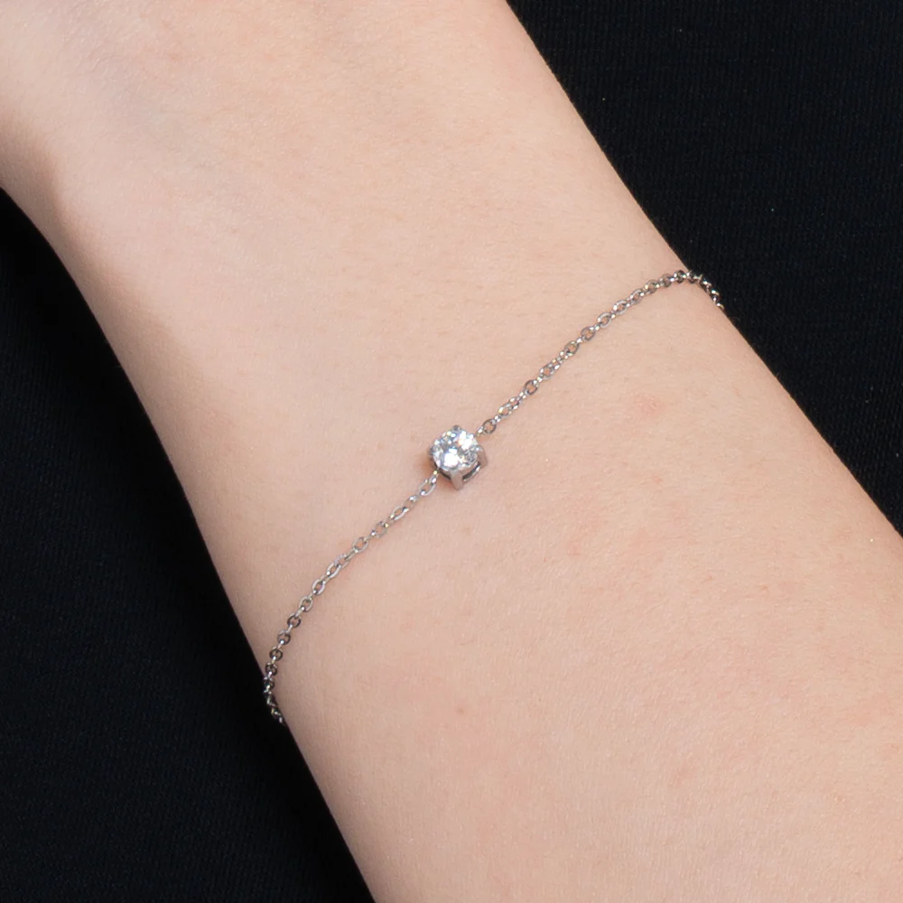 BRACCIALE DONNA IN ACCIAIO CON CRISTALLO BIANCO - Image 2